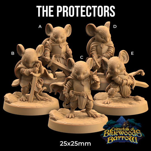 The Protectors (5 poses) | The Critterfolk of Bluewoods Barrows | Dragon Trappers Lodge | UNPAINTED Miniature in Resin