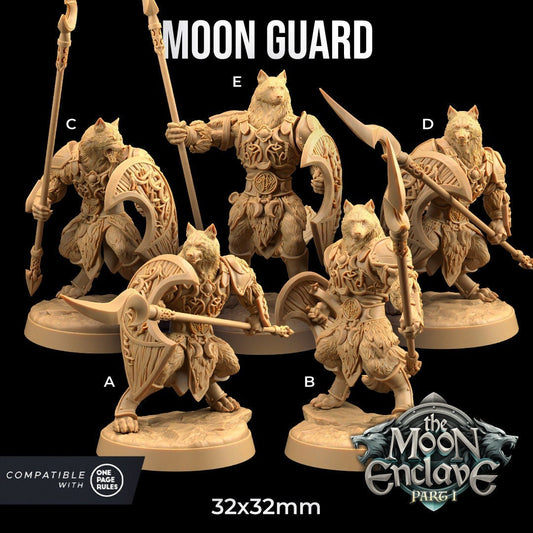 Moon Guard (5 versions) | The Moon Enclave | Dragon Trappers Lodge | UNPAINTED Miniature in Resin