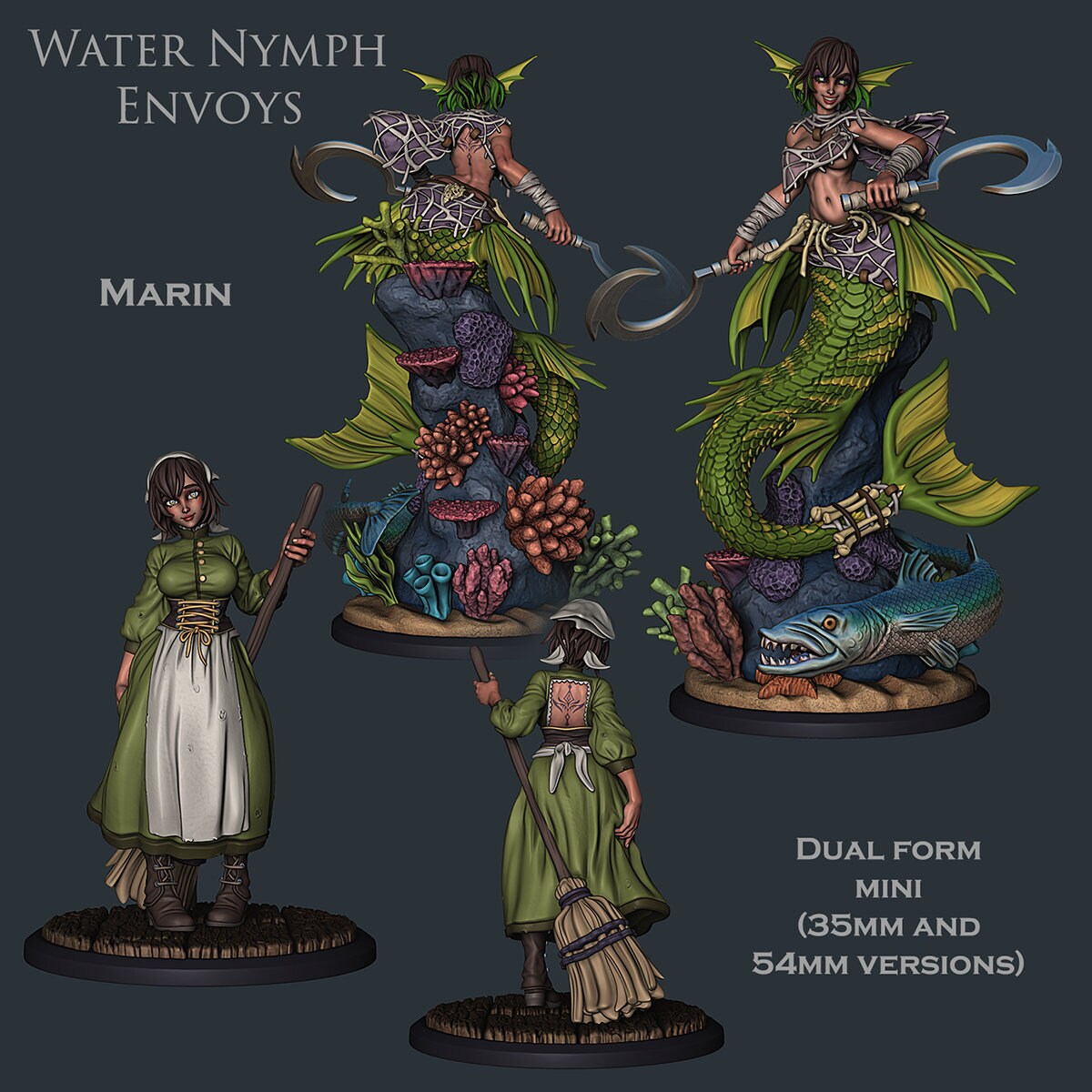 Marin, Shapeshifting Mermaid Infiltrator | Ronin Arts Workshop | UNPAINTED Miniature in Resin