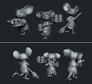 MoiMois Pack 1 - Mousefolk Workers | Ronin Arts Workshop | UNPAINTED Miniature in Resin