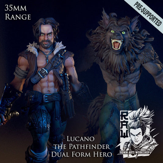 Lucano The Lycan Pathfinder (Dual-form Mini) | Ronin Arts Workshop | UNPAINTED Miniature in Resin