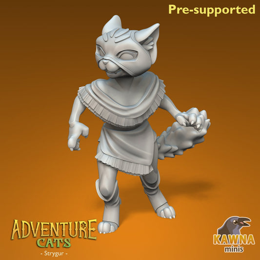 Strygur Barbarian Cat - Female | Kawna | Adventure Cats | UNPAINTED Miniature in Resin