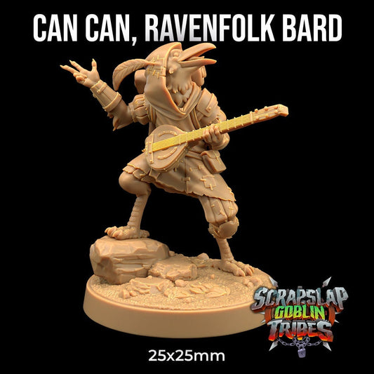 Can Can, Ravenfolk Bard | Scrap Slap Goblin Tribes | Dragon Trappers Lodge | UNPAINTED Miniature in Resin