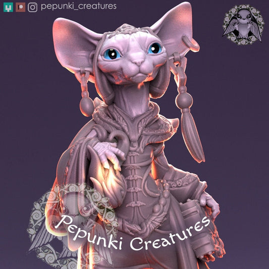 Sphynx Cat Mage | Pepunki Creatures | UNPAINTED Miniature in Resin