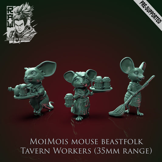 MoiMois Pack 1 - Mousefolk Workers | Ronin Arts Workshop | UNPAINTED Miniature in Resin