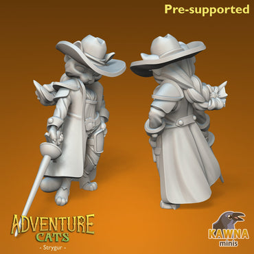 Strygur Fighter Cat - Female | Kawna | Adventure Cats | UNPAINTED Miniature in Resin