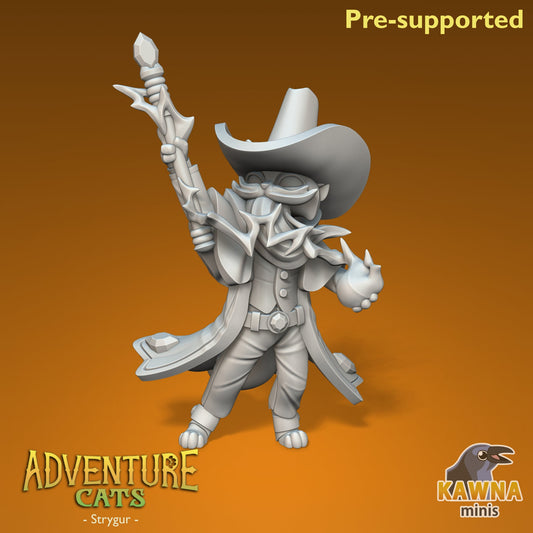 Strygur Wizard Cat - Male | Kawna | Adventure Cats | UNPAINTED Miniature in Resin