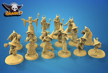 Halloween Witches Fantasy Football Team | Calaverd3D | UNPAINTED Miniature in Resin