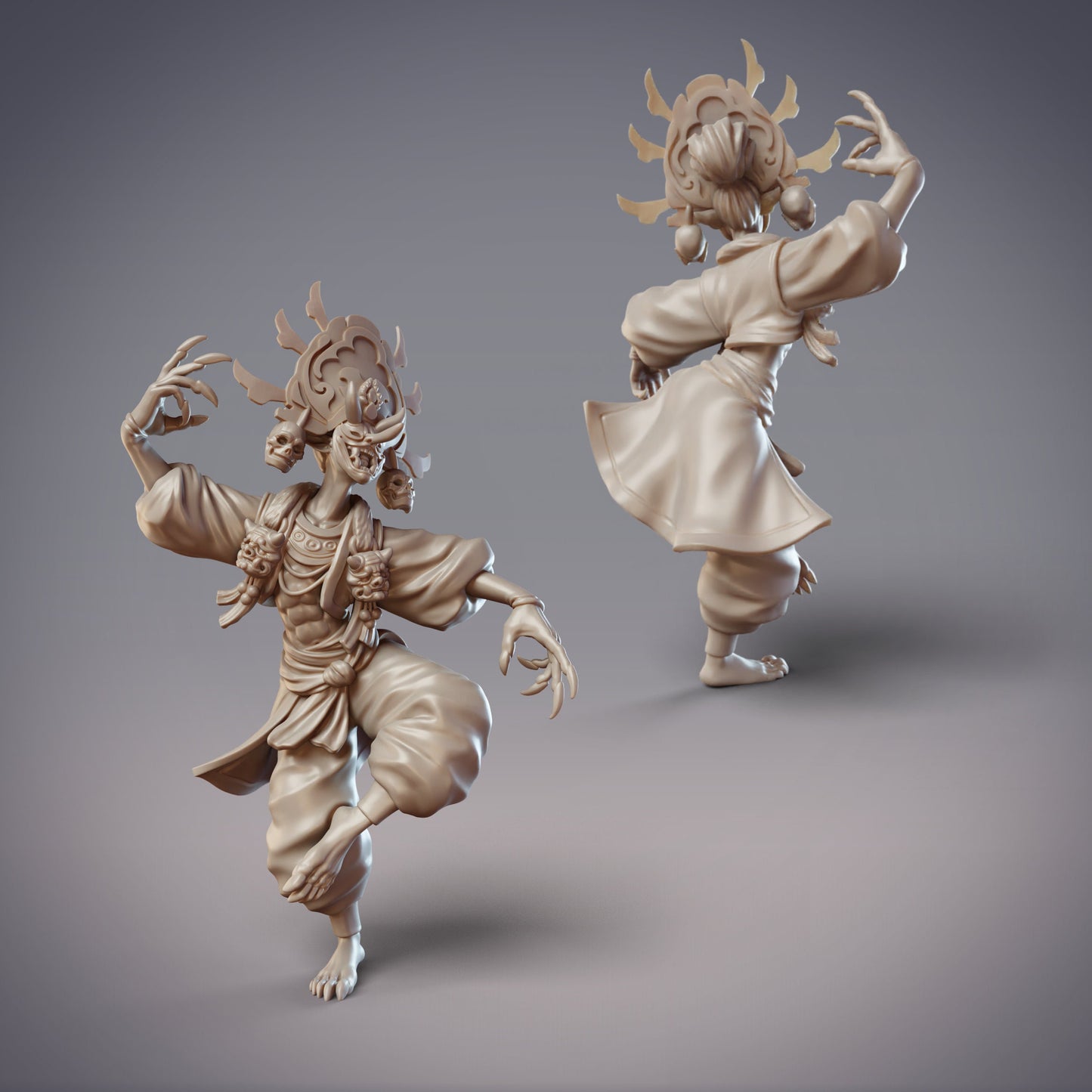 Tengu Demon Dancer | Sankibo, Daitengu Zuijin | CobraMode | UNPAINTED Miniature in Resin