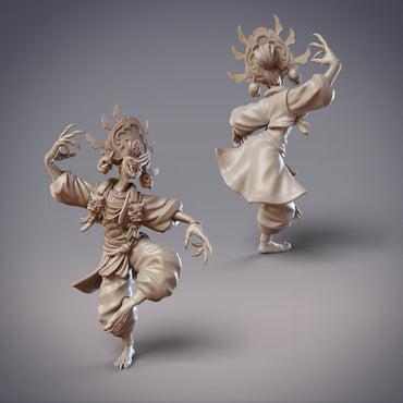 Tengu Demon Dancer | Sankibo, Daitengu Zuijin | CobraMode | UNPAINTED Miniature in Resin