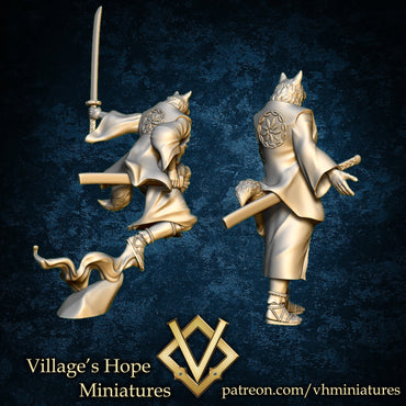 Shiba Inu Samurai | Village's Hope Miniatures | UNPAINTED Miniature in Resin