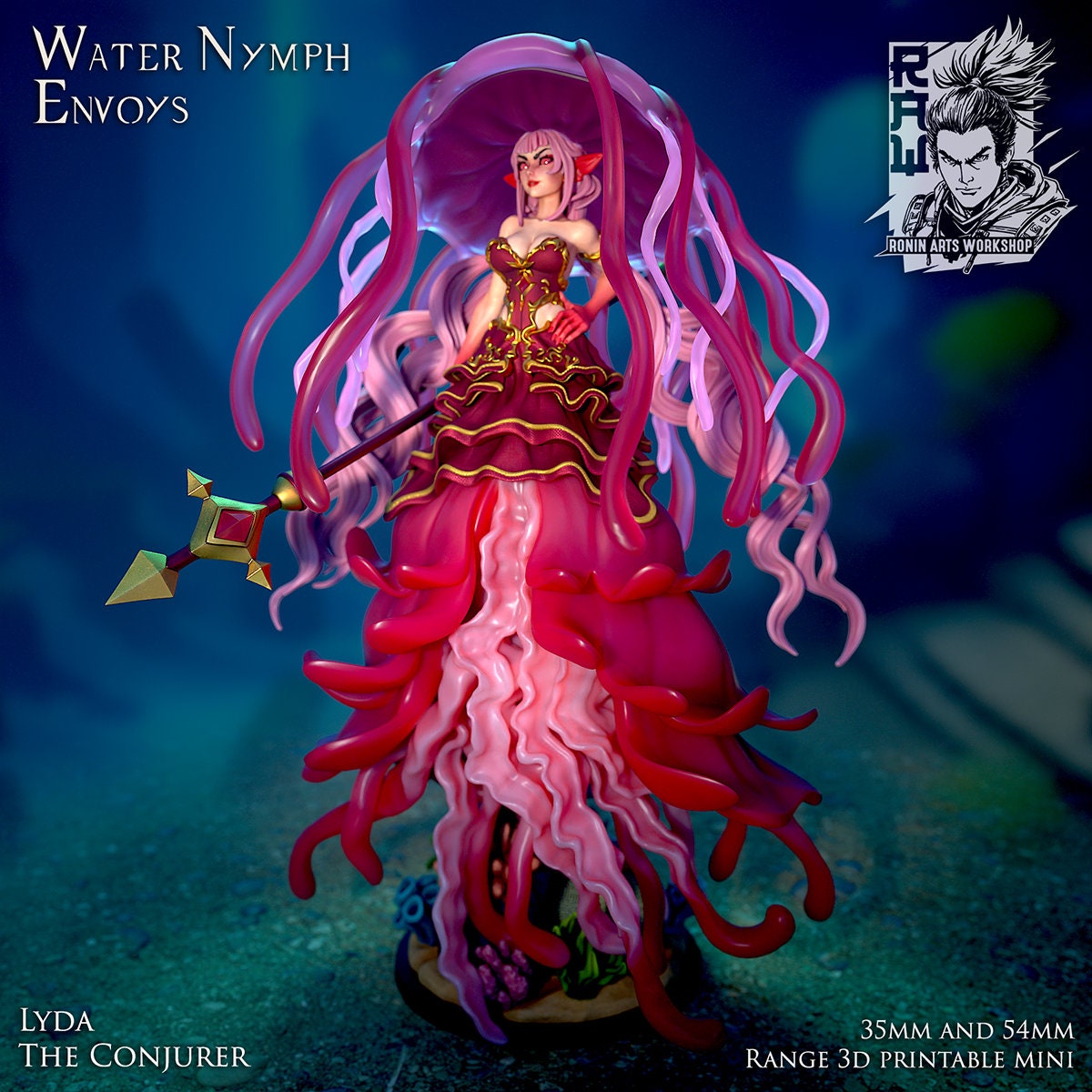 Lyda The Conjurer | Dual Form (Mermaid) | Ronin Arts Workshop | UNPAINTED Miniature in Resin