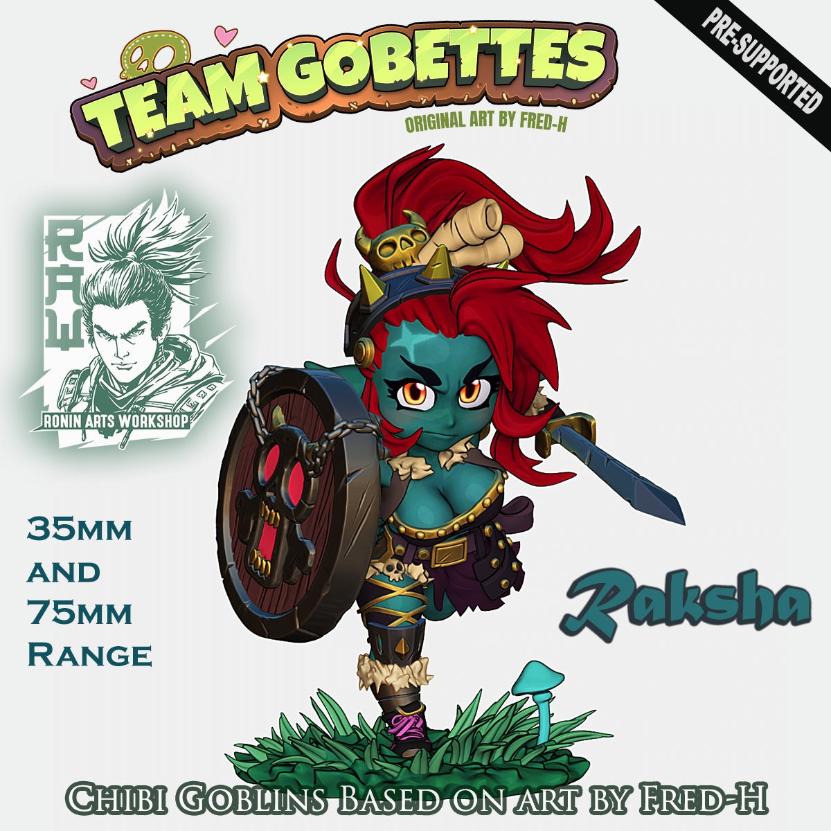Chibi Goblin, Raksha | Ronin Arts Workshop | UNPAINTED Miniature in Resin