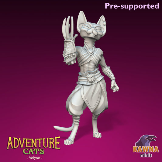 Volynx Monk Cat - Female | Kawna | Adventure Cats | UNPAINTED Miniature in Resin