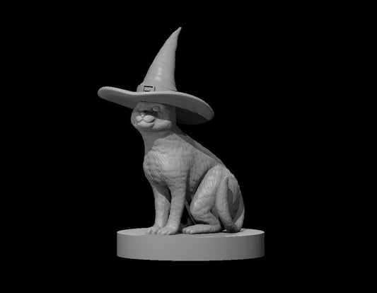 Cat with a Witch Hat | MZ4250 | UNPAINTED Miniature in Resin