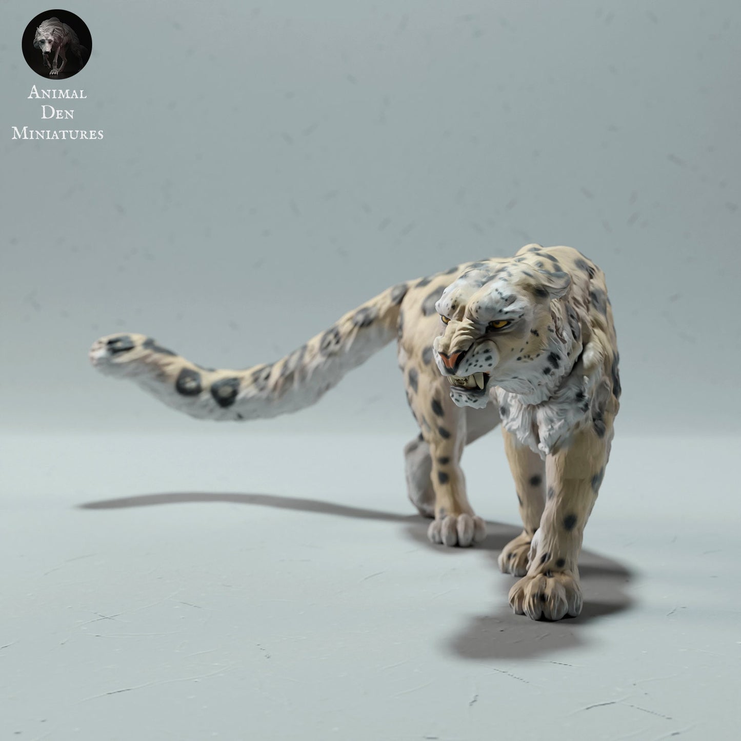 Snow Leopard Angry | Animal Den Miniatures | UNPAINTED Miniature in Resin