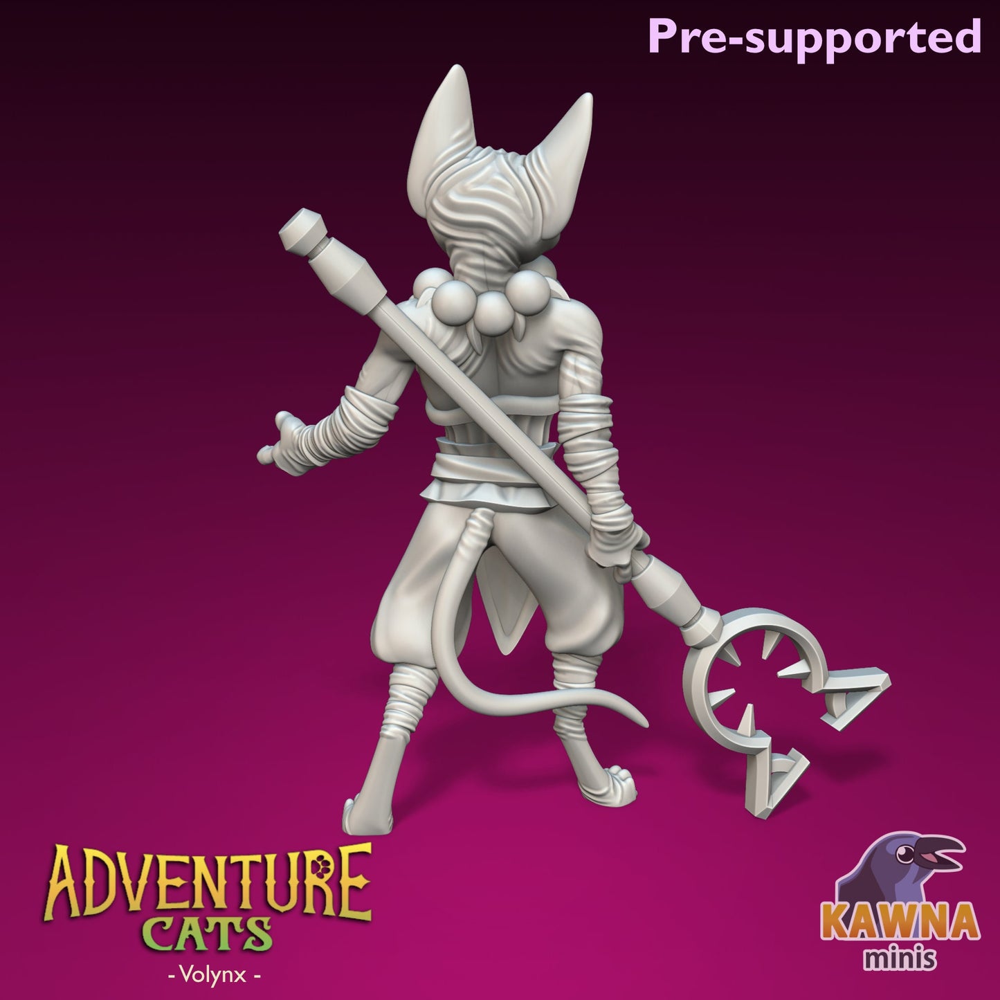 Volynx Monk Cat - Male | Kawna | Adventure Cats | UNPAINTED Miniature in Resin