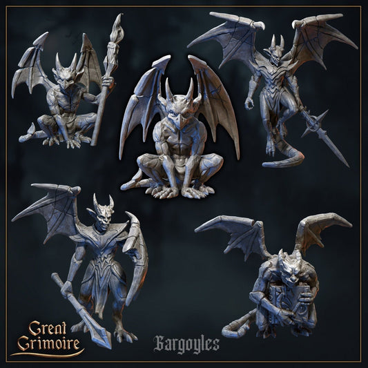 Gargoyles (5 poses) | Great Grimoire | UNPAINTED Miniature in Resin