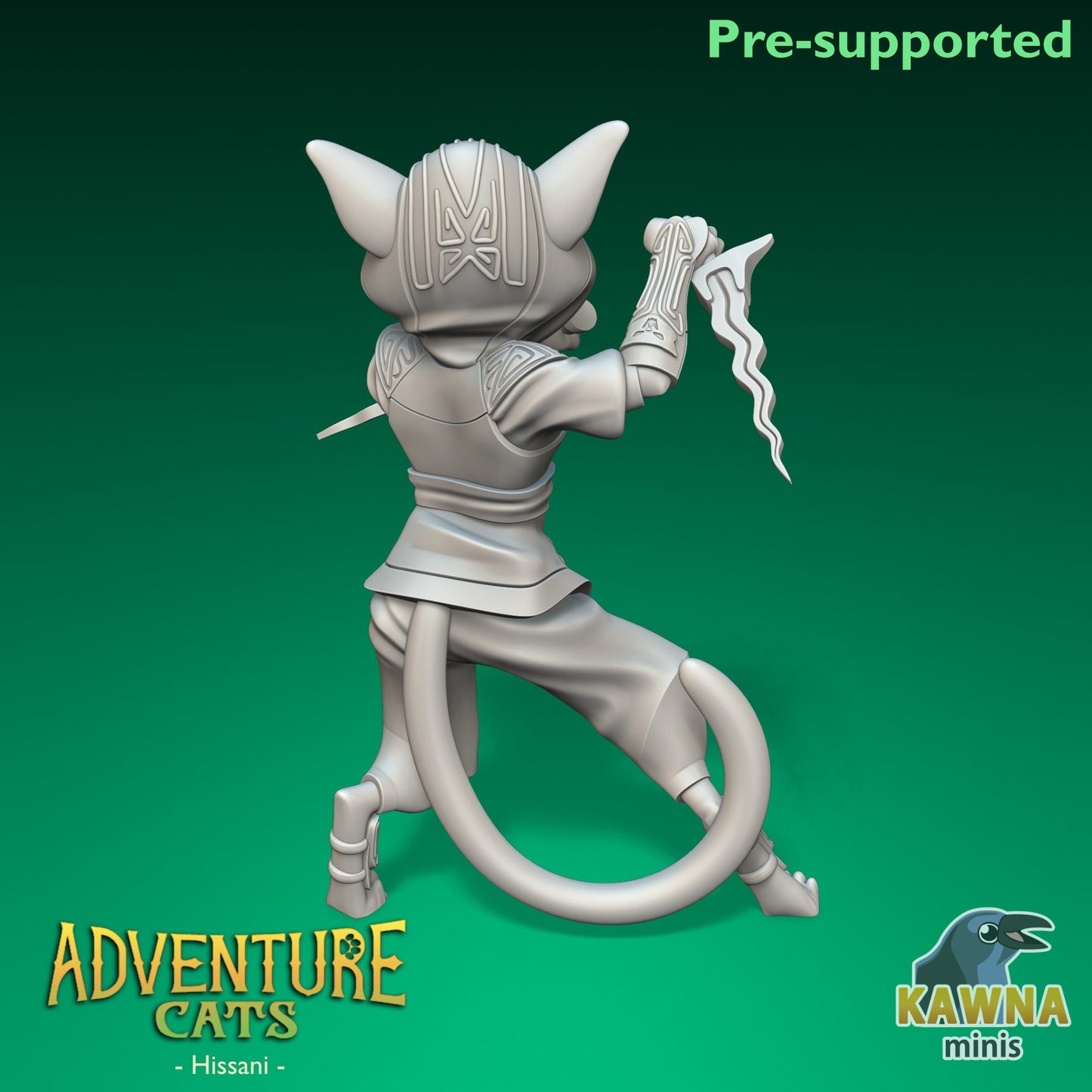 Hissani Rogue Cat - Female | Kawna | Adventure Cats | UNPAINTED Miniature in Resin