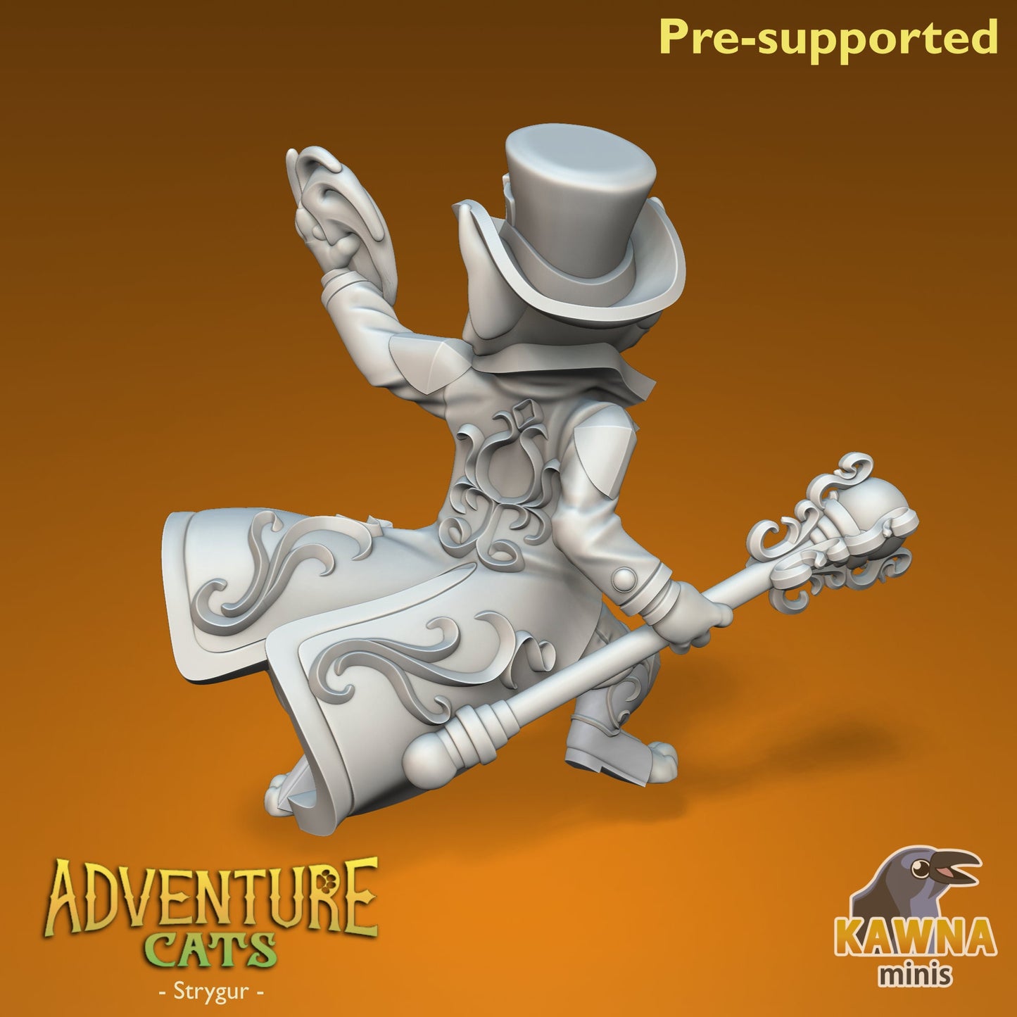 Strygur Sorcerer Cat - Male | Kawna | Adventure Cats | UNPAINTED Miniature in Resin