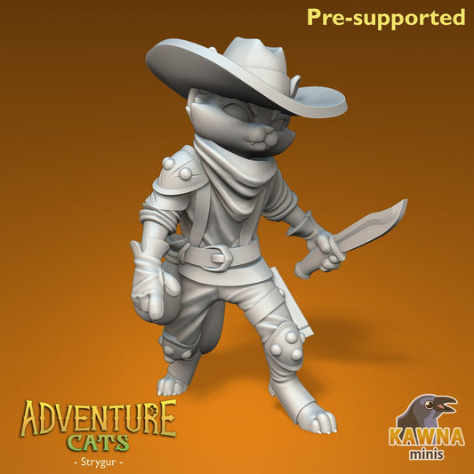Strygur Rogue Cat - Male | Kawna | Adventure Cats | UNPAINTED Miniature in Resin