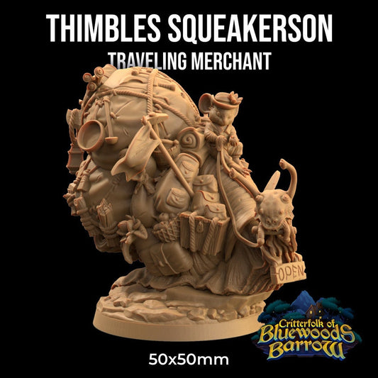 Thimbles Squeakerson, Traveling Merchant | Snail Rider | The Critterfolk of Bluewoods Barrows | Dragon Trapper's Lodge
