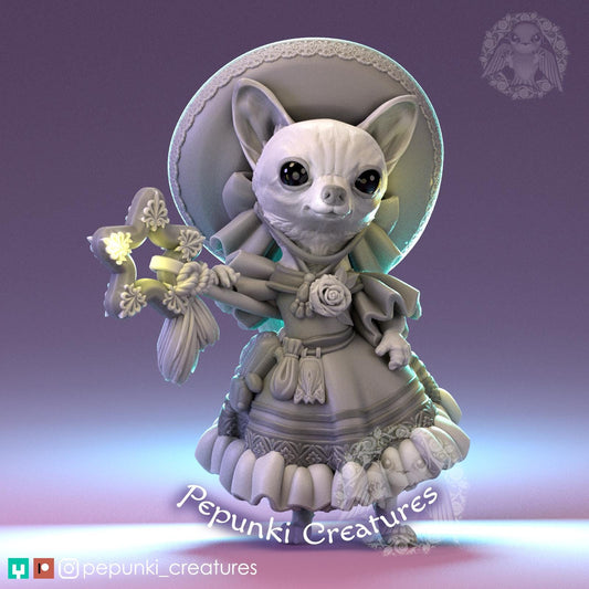 Chihuahua Sandy the Sorceress | Pepunki Creatures | UNPAINTED Miniature in Resin