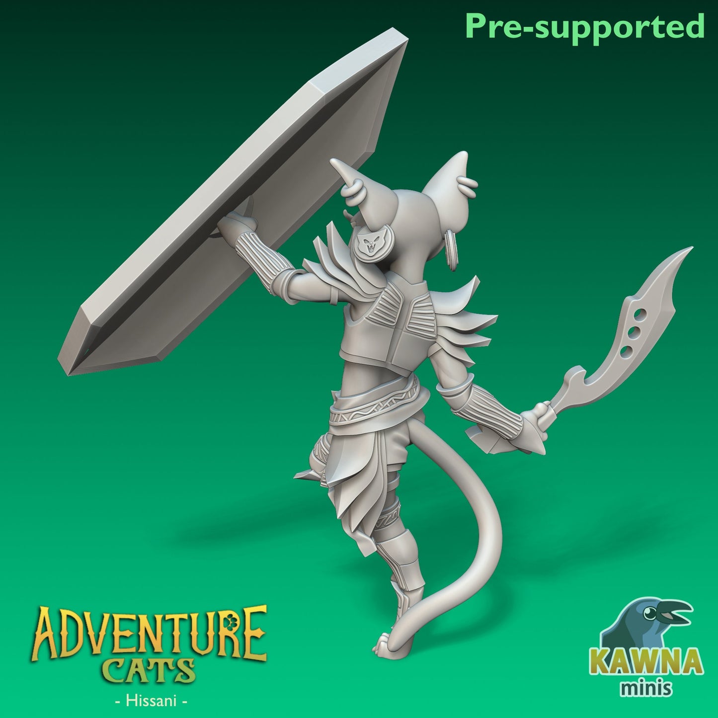Hissani Fighter Cat - Female | Kawna | Adventure Cats | UNPAINTED Miniature in Resin