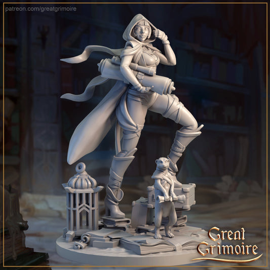 Aisha the Adventure Seeker | Halls of the Secret Sand Library | Great Grimoire | UNPAINTED Miniature in Resin