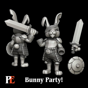 Bunny Fighter | Bunny Party | Printed Encounters | UNPAINTED Miniature in Resin