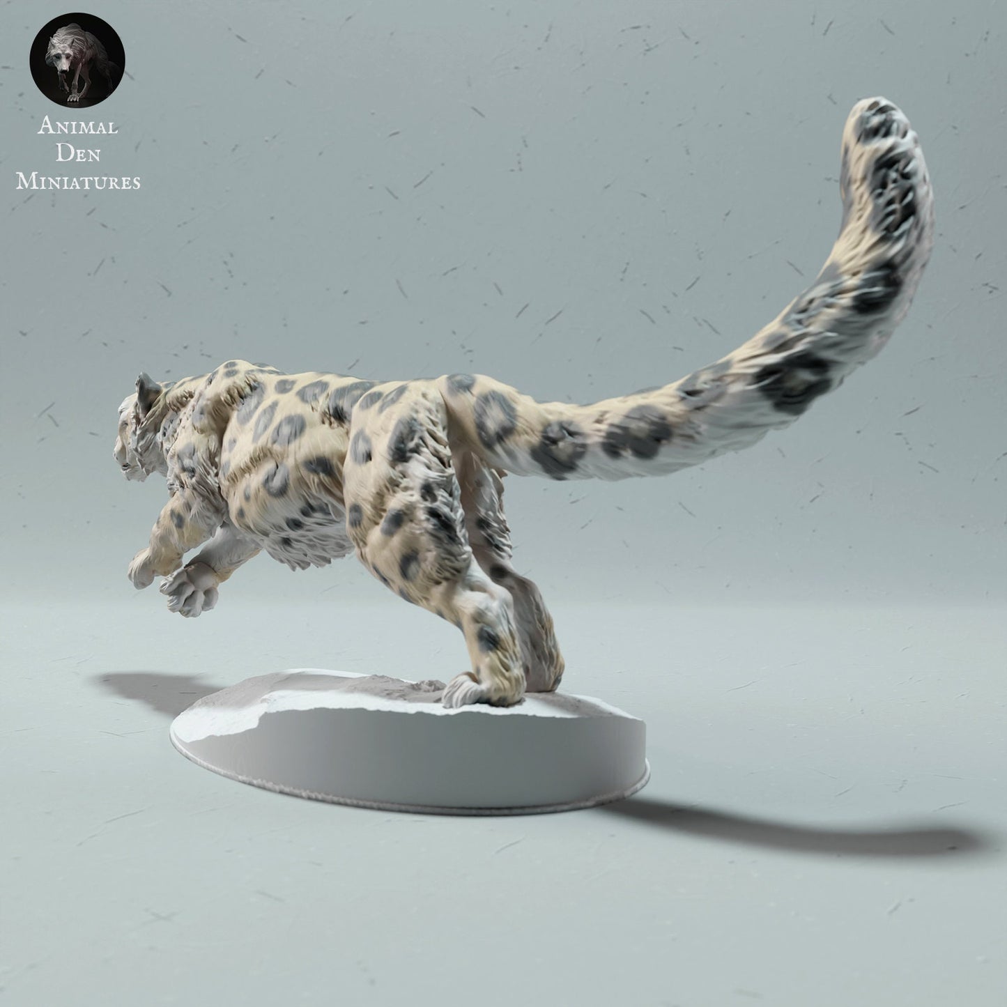 Snow Leopard Run | Animal Den Miniatures | UNPAINTED Miniature in Resin