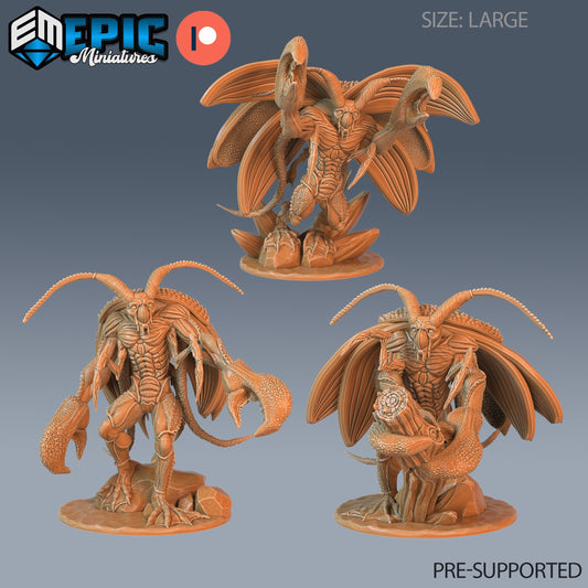 Lobster Cockroach Set (3 versions) | Aqua Tribe Warrior | Underwater Ocean Encounter | Epic Miniatures | UNPAINTED Miniature in Resin