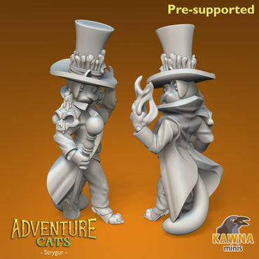 Strygur Warlock Cat - Male | Kawna | Adventure Cats | UNPAINTED Miniature in Resin