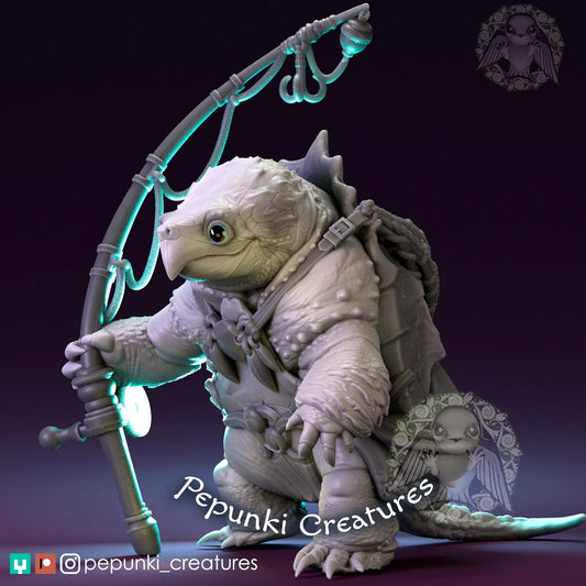Snapping Turtle Fisherman | Pepunki Creatures | UNPAINTED Miniature in Resin