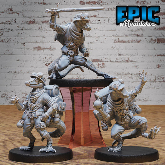 Brave Lizard Adventurer Set | Lizardfolk Warrior | Lizard Men Fighter | Epic Miniatures | UNPAINTED Miniature in Resin