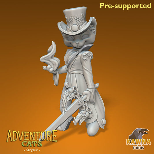 Strygur Sorcerer Cat - Female | Kawna | Adventure Cats | UNPAINTED Miniature in Resin