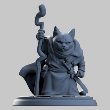 Cat Hermit | Twin Goddess | UNPAINTED Miniature in Resin