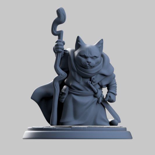 Cat Hermit | Twin Goddess | UNPAINTED Miniature in Resin