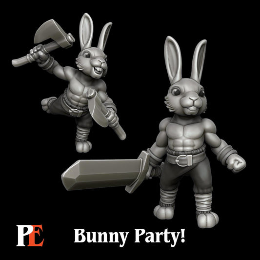 Bunny Barbarian | Bunny Party | Printed Encounters | UNPAINTED Miniature in Resin