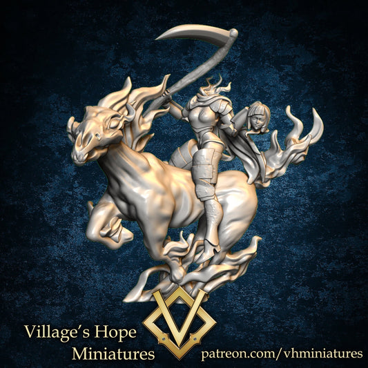 Dullahan with Nightmare Horse Monster Girl | Village's Hope Miniatures | UNPAINTED Miniature in Resin