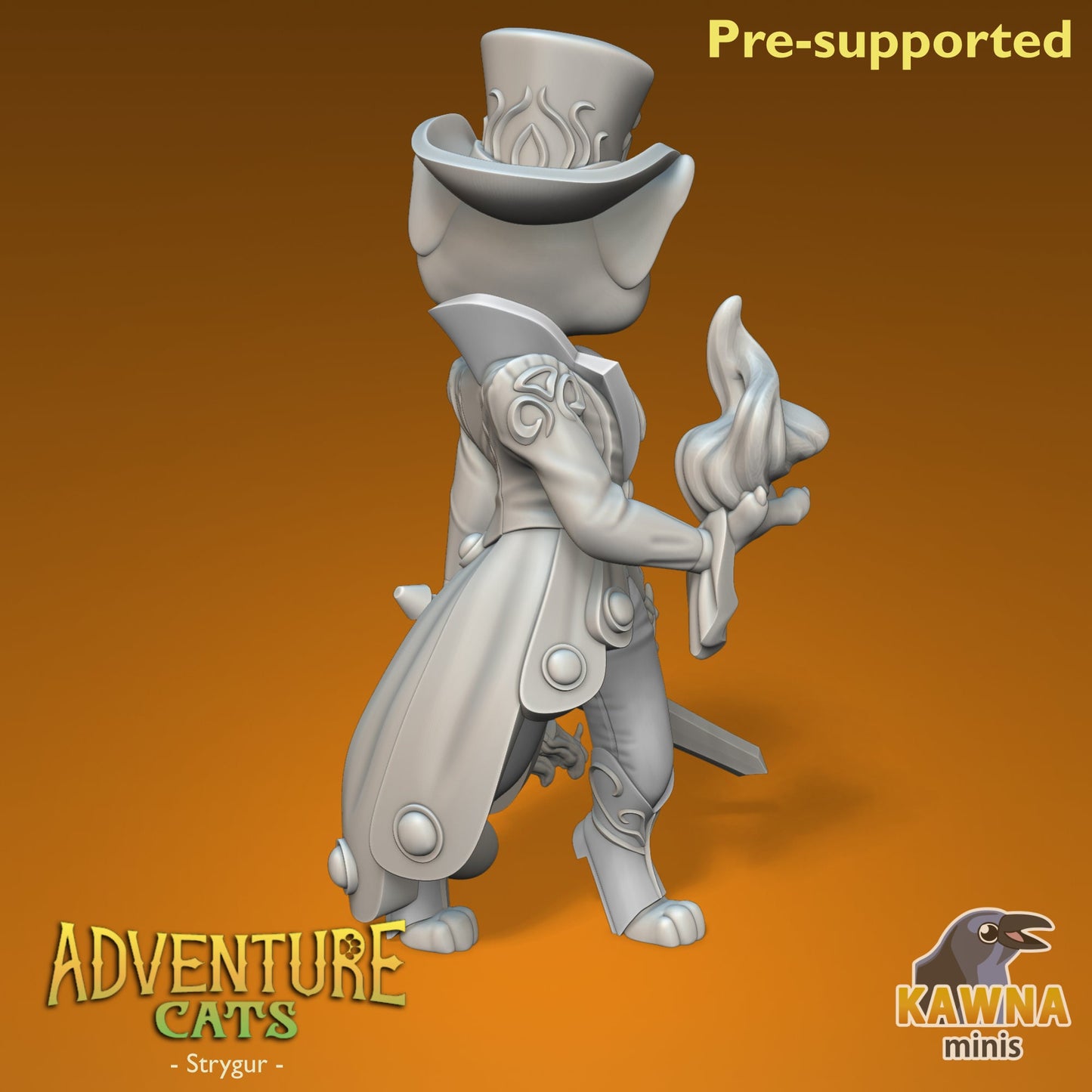 Strygur Sorcerer Cat - Female | Kawna | Adventure Cats | UNPAINTED Miniature in Resin