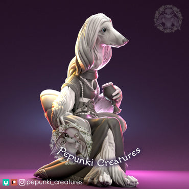 Afghan Hound Noble Lady | Pepunki Creatures | UNPAINTED Miniature in Resin