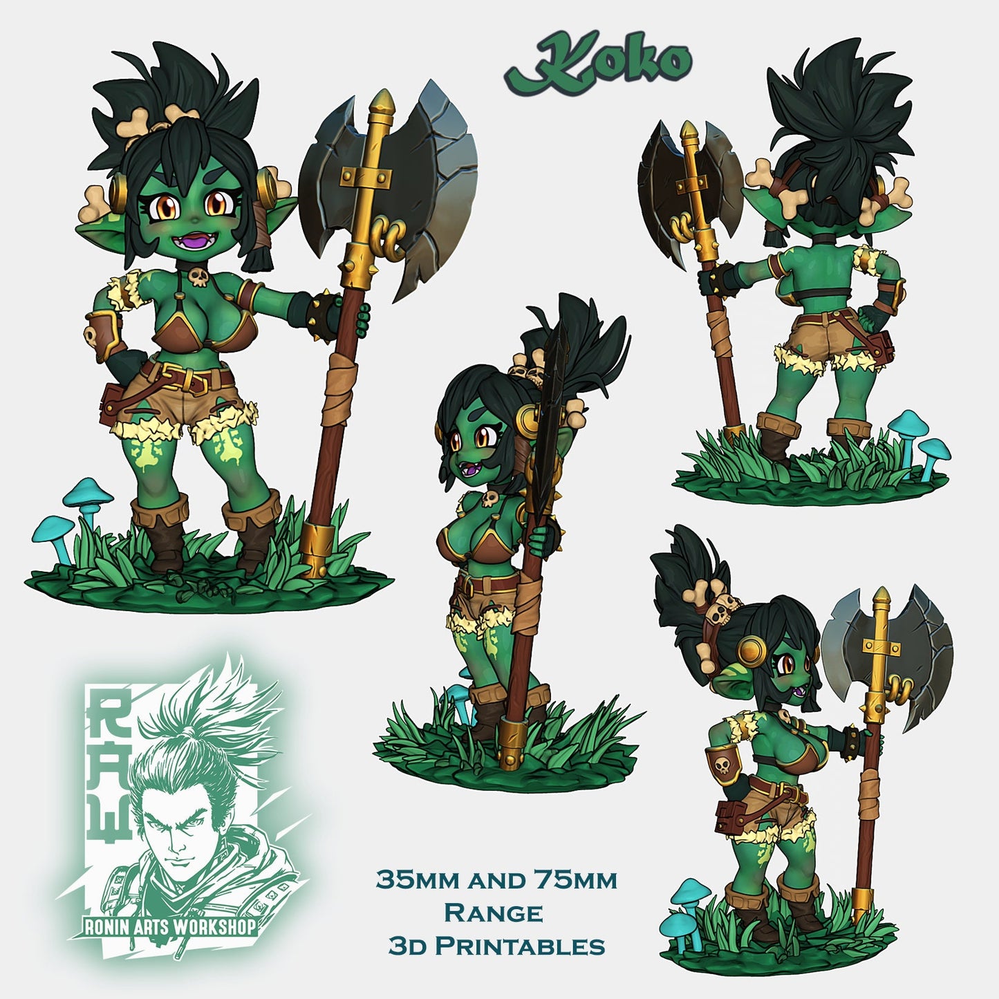 Chibi Goblin, Koko | Ronin Arts Workshop | UNPAINTED Miniature in Resin