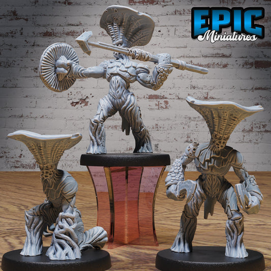 Mushroom Folks Set (3 versions) | Fungus Warrior | Swamp Encounter | Epic Miniatures | UNPAINTED Miniature in Resin