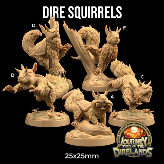 Dire Squirrels (5 versions) | Journey Through the Direlands | Dragon Trappers Lodge | UNPAINTED Miniature in Resin