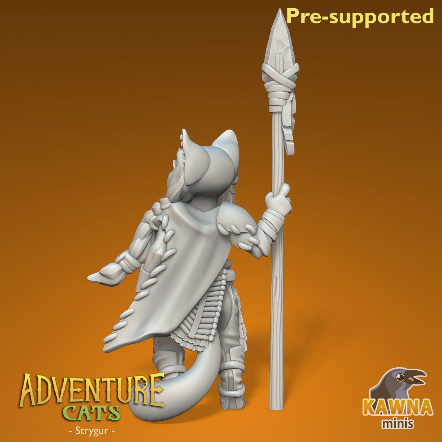 Strygur Druid Cat - Male | Kawna | Adventure Cats | UNPAINTED Miniature in Resin