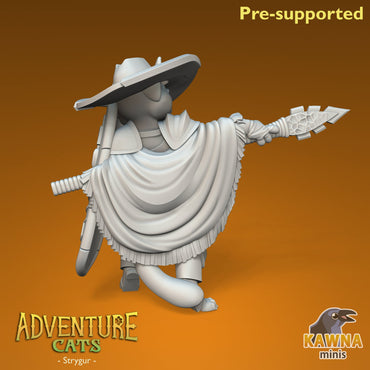 Strygur Paladin Cat - Male | Kawna | Adventure Cats | UNPAINTED Miniature in Resin