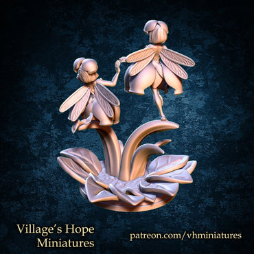 Lily of the Valley Twin Fairy | Village's Hope Miniatures | UNPAINTED Miniature in Resin