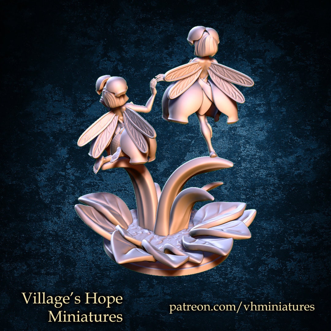 Lily of the Valley Twin Fairy | Village's Hope Miniatures | UNPAINTED Miniature in Resin