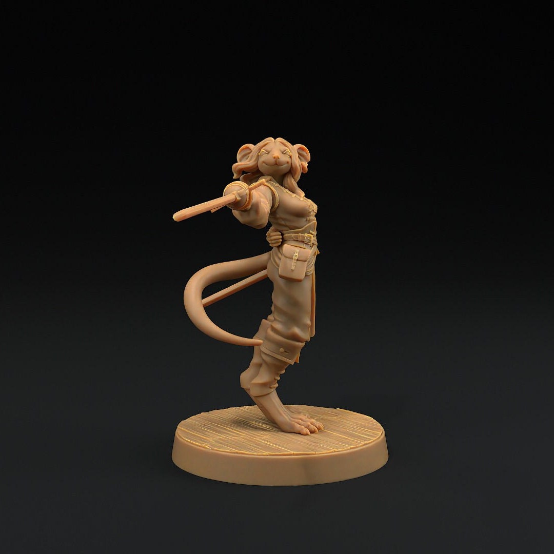 Millie, Ratfolk Fencer | Hunt for The Last Sea Angel | Dragon Trappers Lodge | UNPAINTED Miniature in Resin